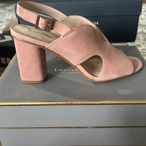 Louise et Cie Pink Suede Block Heel Sandals